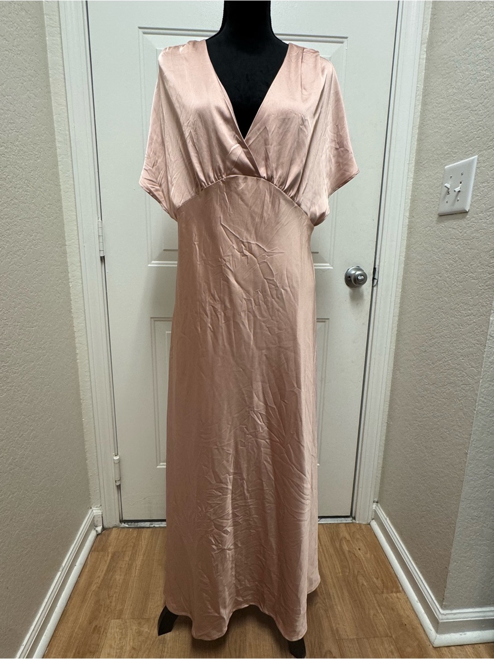 a new day Blush Pink Satin Maxi Dress